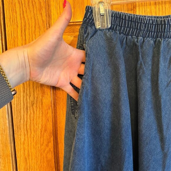 Vintage Marsha Sport Women's Blue Denim A-Line Midi Skirt Size M - Picture 3 of 5